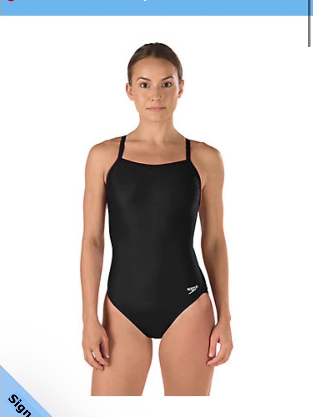 Speedo Black Flyback Solid Core Power Flex Eco Swimsuit NWT